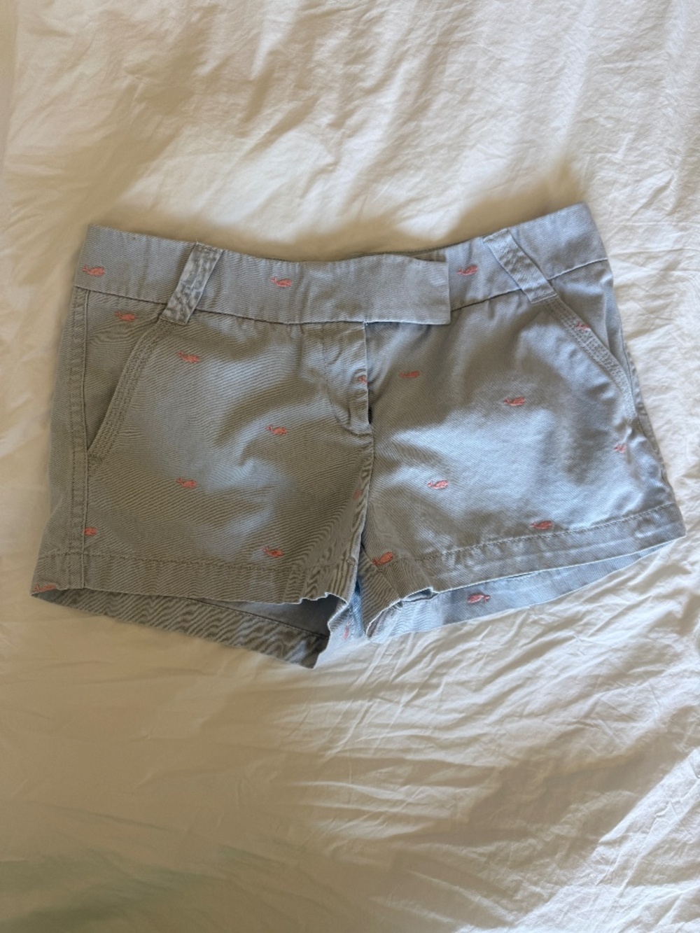 JCrew Chino shorts grey with pink whales size 6